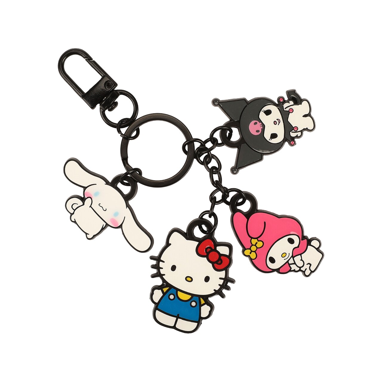 Hello Kitty, My Melody, Kuromi And Cinnamoroll Enamel Fill Multi Charm Keychain